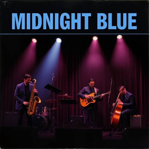 Album cover for 'Midnight Blue' by Serenity Jazz Quartet, a jazz ensemble